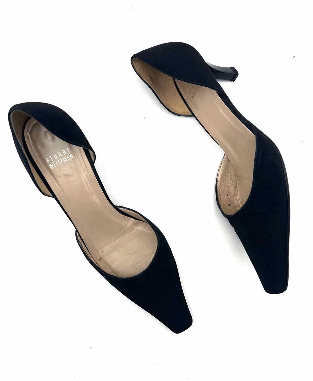Stuart Weitzman Size 9 Black Fabric Designer Heels